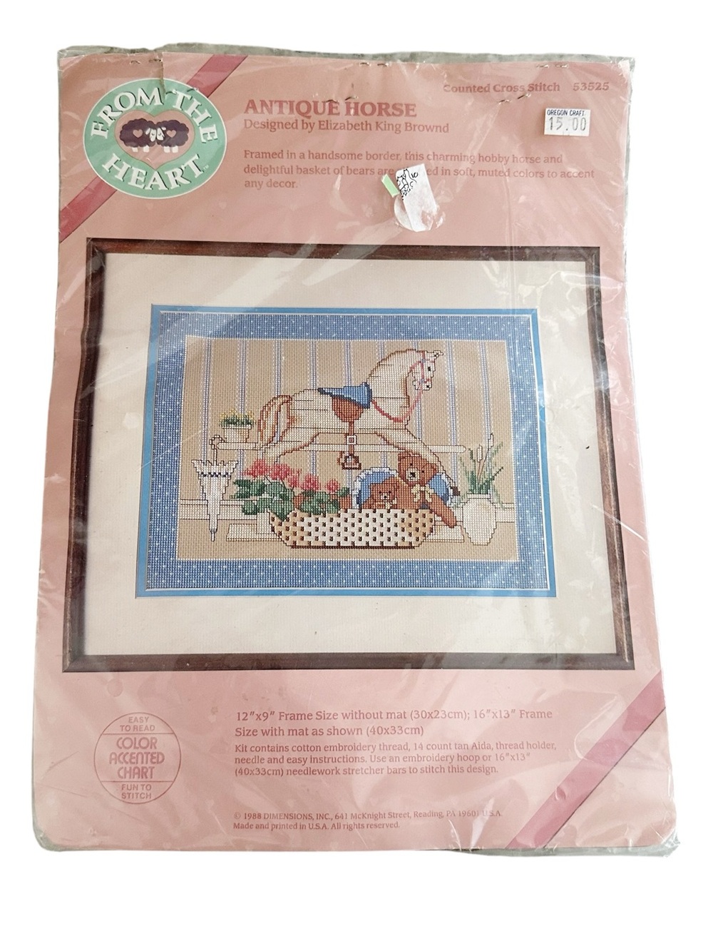 Dimensions "From The Heart" 1988 Cross Stitch Kit Antique Horse #53525
